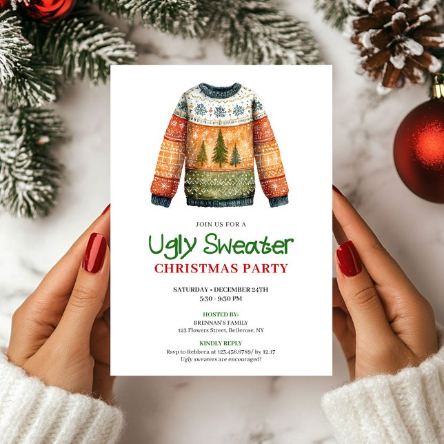 Invitation Whimsical Funny Ugly Sweater Holiday Design (Whimsical Funny Ugly Sweater Holiday Design)