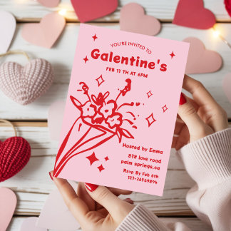 Invitation Whimsical Galentines Valentines girls Party