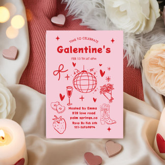 Invitation Whimsical Galentines Valentines girls Party