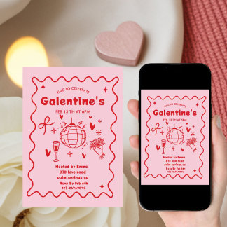 Invitation Whimsical Galentines Valentines girls Party