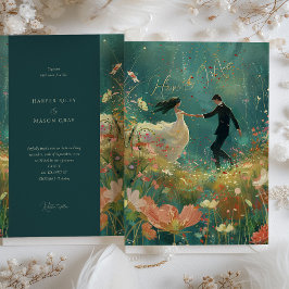 Invitation Whimsical Garden Dance - Turquoise et Mariage de c
