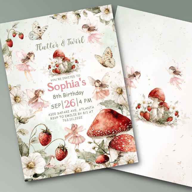 Invitation whimsical garden flutter and twirl fairy birthday (Créateur téléchargé)