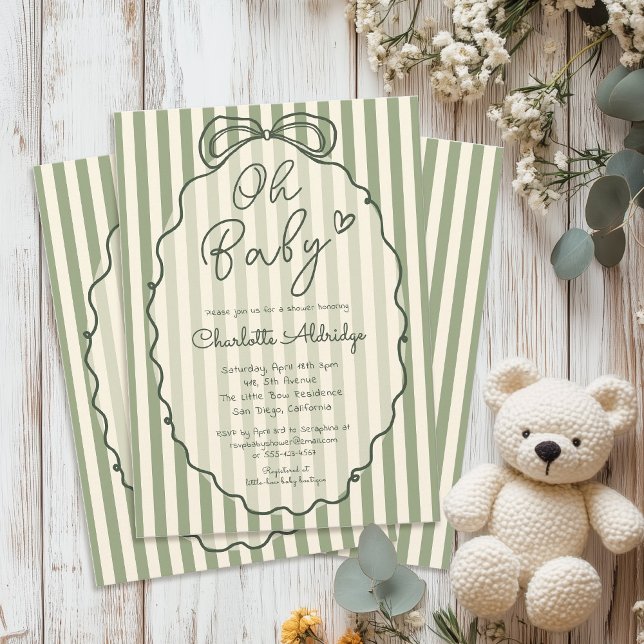 Invitation Whimsical Gender Neutral Sage Green Baby Shower (Créateur téléchargé)