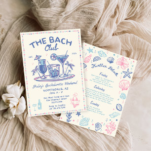 Invitation Whimsical Hand Draktail Bachelorette Week-end