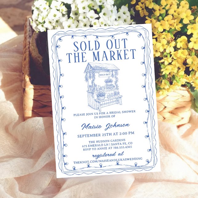 Invitation Whimsical Hand Drawn Flower Market Bridal Shower (Créateur téléchargé)