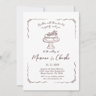 Invitation Whimsical Hand Drawn Illustration Wedding 