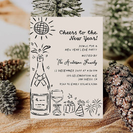 Invitation Whimsical Hand Drawn New Years Eve Party