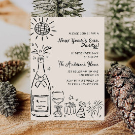 Invitation Whimsical Hand Drawn New Year's Eve Party