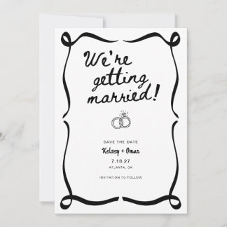 Invitation Whimsical Hand Drawn We're Getting Married 