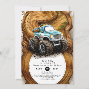 Invitation Whimsical Kids Road Monster Truck Anniversaire
