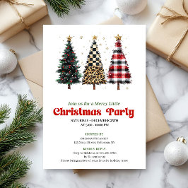 Invitation Whimsical leopard and gold Christmas tree invite