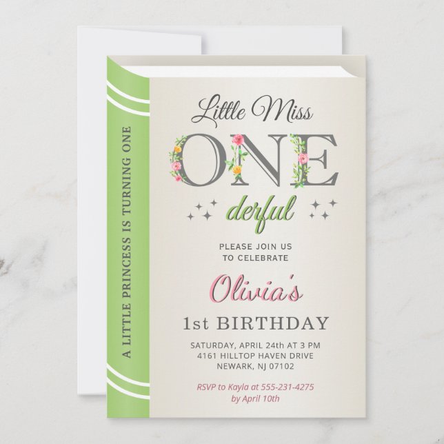 Invitation Whimsical Little Miss Onederful 1er Anniversaire (Devant)