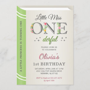 Invitation Whimsical Little Miss Onederful 1er Anniversaire