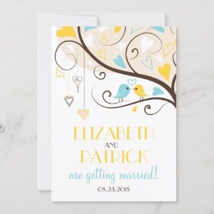 Invitation Whimsical Lovebirds Mariage