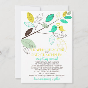 Invitation Whimsical Lovebirds Mariage