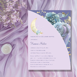 Invitation Whimsical Lune violet Baby shower neutre pour les 