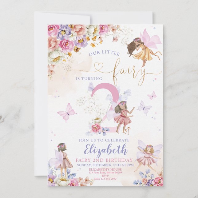 Invitation Whimsical Magical Floral Anniversaire (Devant)
