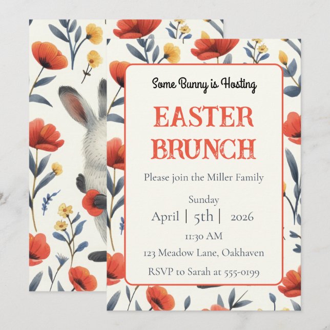 Invitation Whimsical Meadow Personalized Easter Brunch (Devant / Derrière)