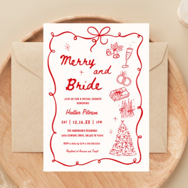 Invitation Whimsical Merry and Bride Holiday Bridal Shower (Créateur téléchargé)