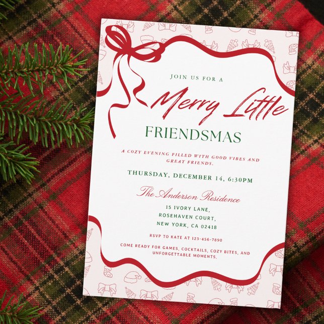 Invitation Whimsical Merry Little  Friendsmas Christmas Party (Créateur téléchargé)
