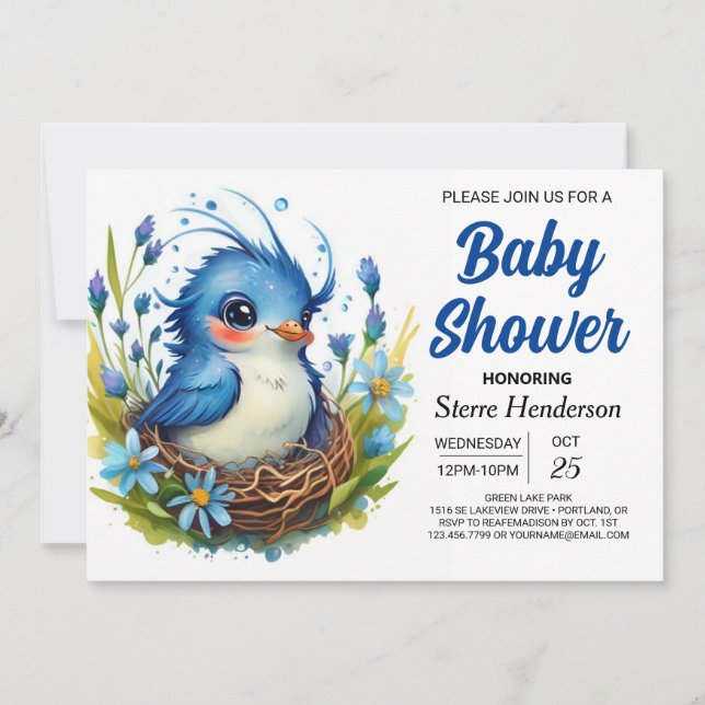 Invitation Whimsical Moderne Boy Baby shower Boy (Devant)