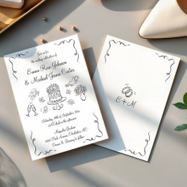 Invitation Whimsical moderne main tiré Mariage