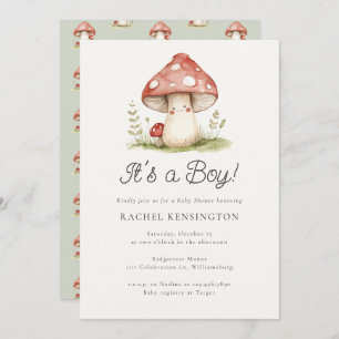 Invitation Whimsical Mushroom C'est un Baby shower garçon