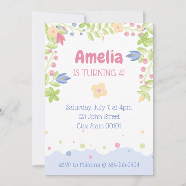 Invitation Whimsical Nature Anniversaire de enfant Party Invi (Devant)