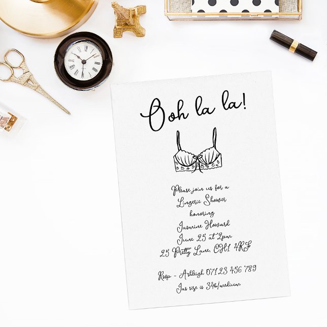 Invitation Whimsical Ooh La La Main Drawn Bra Lingerie Douche (Créateur téléchargé)