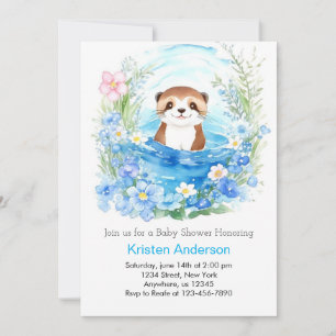 Invitation Whimsical Otter's Watercolor Boy Baby shower