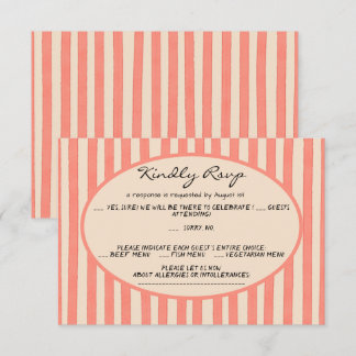 Invitation Whimsical Painted Pinstripes Wedding RSVP Card