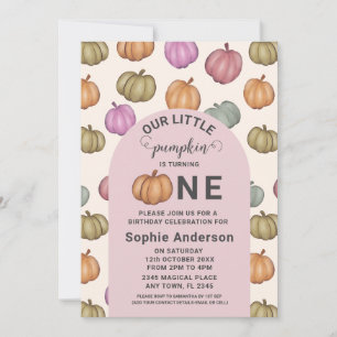 Invitation Whimsical Pastel Citrouille fête d'anniversaire
