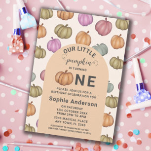 Invitation Whimsical Pastel Citrouille fête d'anniversaire