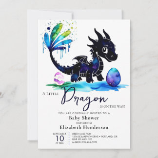Invitation Whimsical Pastel Dragon Boy Baby shower