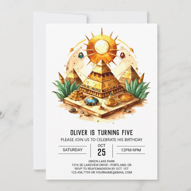 Invitation Whimsical Pastel Enfants Pyramides Anniversaire (Devant)