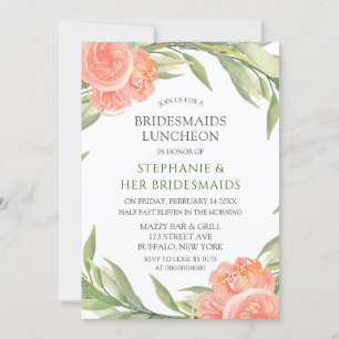 Invitation Whimsical Peachy Peonies Bridesservations Déjeuner