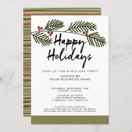 Invitation Whimsical Pine Branch Rustic Script Fête de vacanc