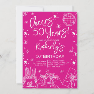 Invitation Whimsical Pink encourage à 50 ans Anniversaire