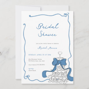Invitation Whimsical Quelque Chose Bleu Bridal Shower Invitat