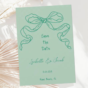 Invitation Whimsical Quirky Hand Drawn Sage Bow Enregistrer l