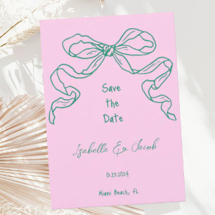 Invitation Whimsical Quirky Hand Drawn Sage Bow Enregistrer l