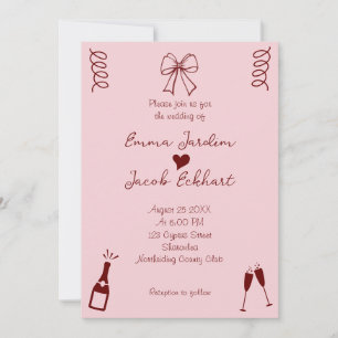 Invitation Whimsical Quirky Squiggles Mariage rose