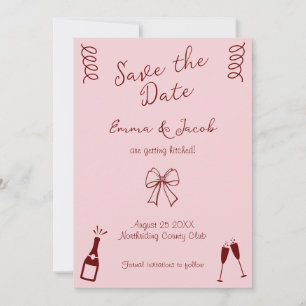 Invitation Whimsical Quirky Squigles rose Enregistrer la date