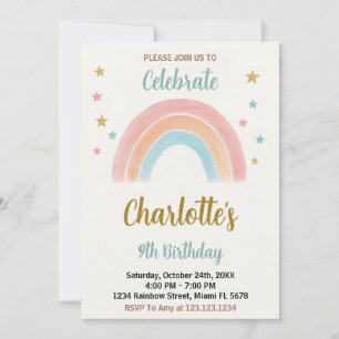 Invitation Whimsical Rainbow Birthday