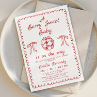 Whimsical Red Strawberry Berry Baby shower doux