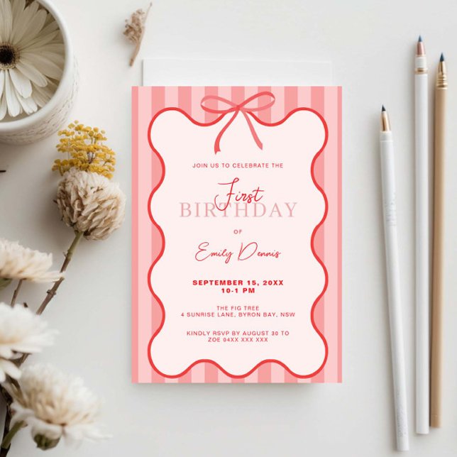 Invitation Whimsical Retro Frontière Premier anniversaire fêt (Créateur téléchargé)