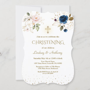 Invitation Whimsical Rose Blush Or Floral Twins Christening