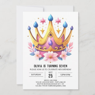 Invitation Whimsical rose princesse couronne Anniversaire