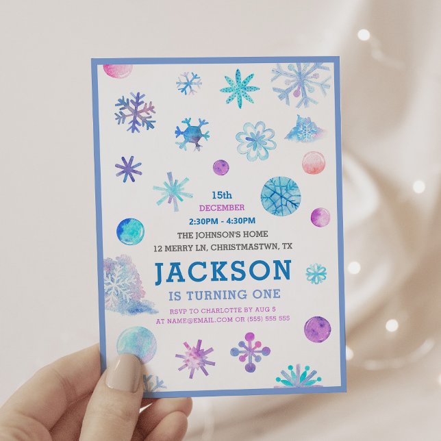 Invitation Whimsical Snowflakes Fête Anniversaire de enfant d (Créateur téléchargé)