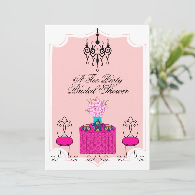 Invitation Whimsical Tea Party (Debout devant)